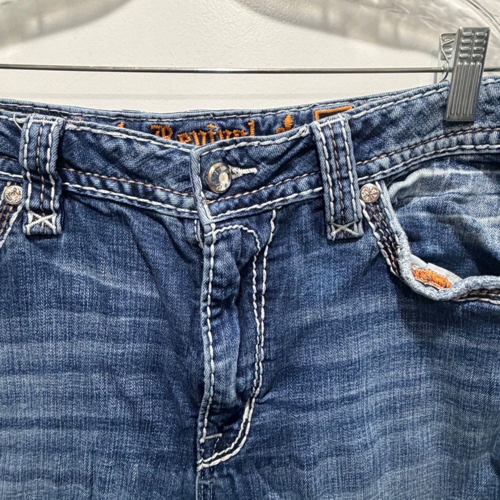 Rock Revival Womens Vien Capri Jeans Embellished Fleur De Lis Blue Size 32 - Picture 5 of 16